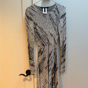BCBGMaxAzria Black and Gray Long Sleeve Dress